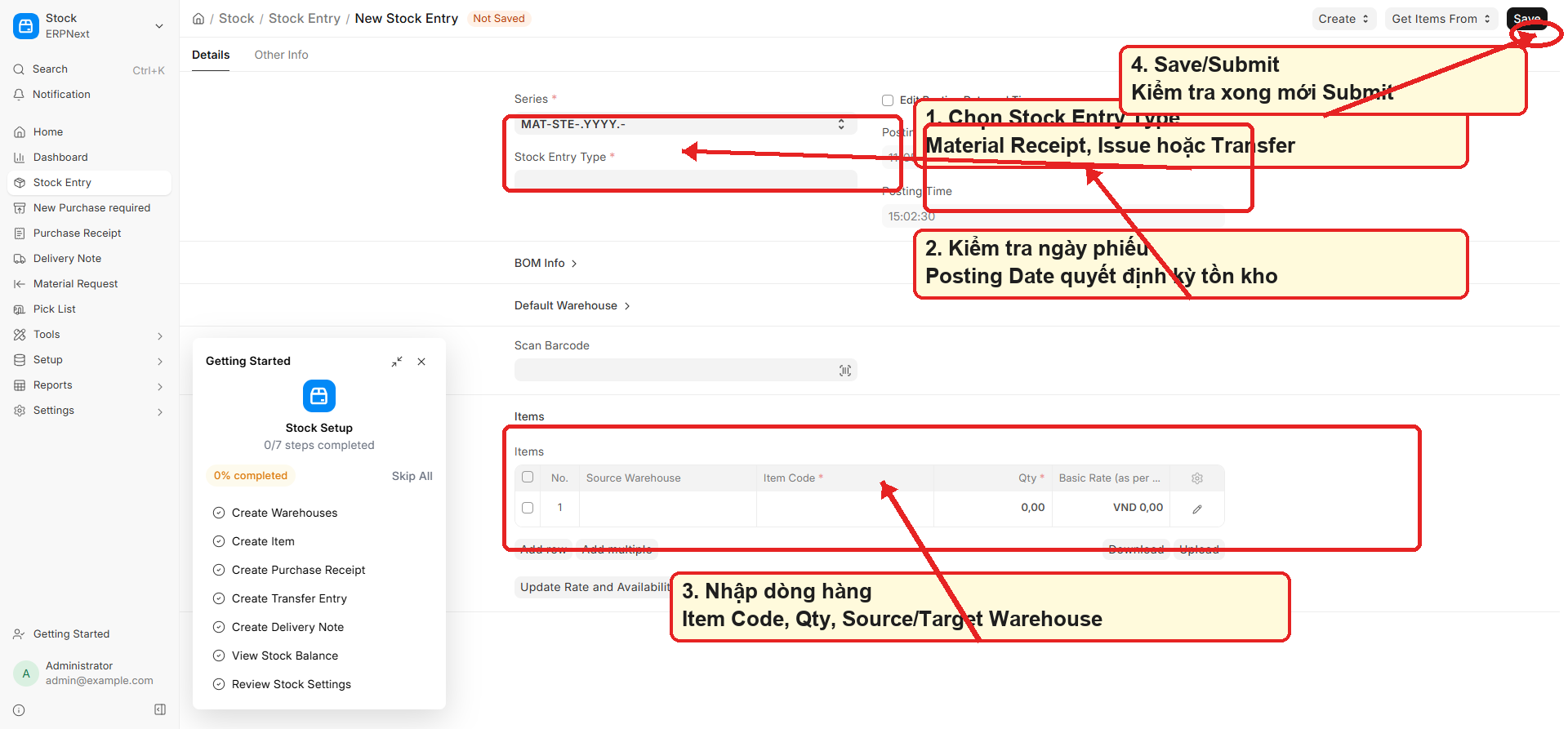 Form Stock Entry mới